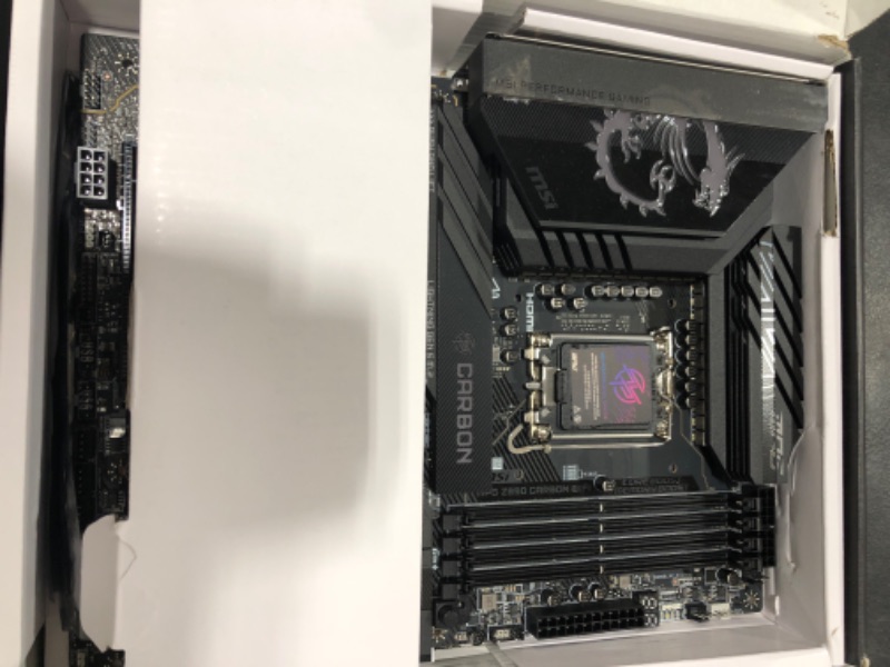 Photo 1 of MSI MPG Z890 Carbon WiFi Gaming Motherboard (Support Core Ultra Series 2 Intel Processors, LGA 1851, DDR5, PCIe 5.0, M.2, SATA, 5Gbps LAN, USB Type-C, Wi-Fi 7, Bluetooth 5.4, Thunderbolt 4, ATX)