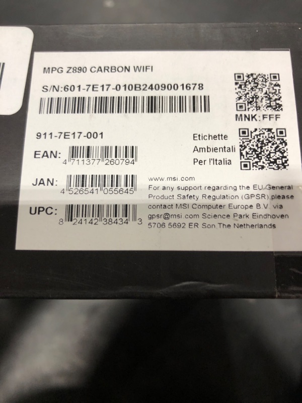 Photo 1 of MSI MPG Z890 Carbon WiFi Gaming Motherboard (Support Core Ultra Series 2 Intel Processors, LGA 1851, DDR5, PCIe 5.0, M.2, SATA, 5Gbps LAN, USB Type-C, Wi-Fi 7, Bluetooth 5.4, Thunderbolt 4, ATX)