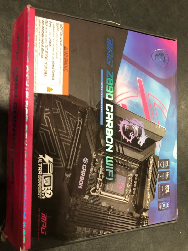 Photo 1 of MSI MPG Z890 Carbon WiFi Gaming Motherboard (Support Core Ultra Series 2 Intel Processors, LGA 1851, DDR5, PCIe 5.0, M.2, SATA, 5Gbps LAN, USB Type-C, Wi-Fi 7, Bluetooth 5.4, Thunderbolt 4, ATX)