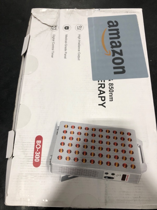 Photo 1 of BONTANNY Red Light Therapy, 630/660/810/830/850nm 5 Wavelengths Red Near Infrared Light Device with 60 Dual Chip Clinical Grade LEDs, Remote Control, Timer for Face, Body, Pain Relief, BO-300 (White)