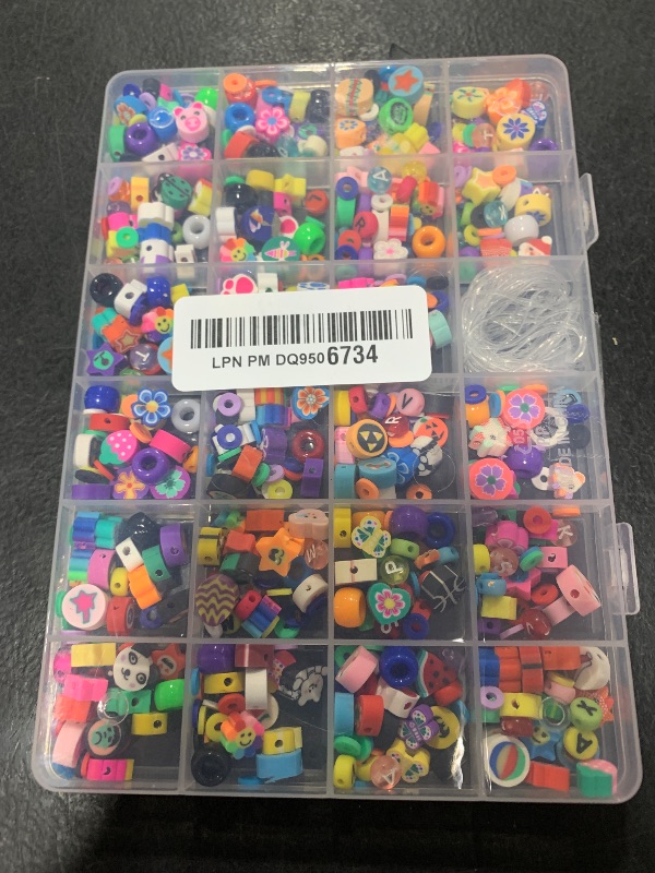 Photo 1 of 1000PCS Polymer Clay Beads Bracelet Making kit, 24 Style Cute Fun Beads Fruit Flower Animal Cake Butterfly Heart Beads Charms for Jewelry Necklace Earring Making DIY Accessories for Women Girls