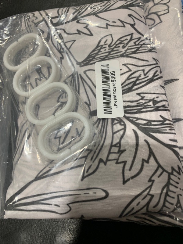 Photo 1 of BIVINAR Black and White Vintage Floral Shower Curtain 72 x 72 Inch, Waterproof Fabric Botanical Plant Flower Bathroom Shower Curtains with 12 Hooks