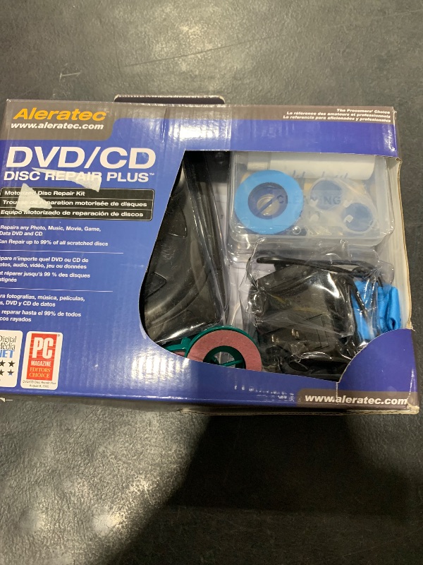 Photo 1 of Aleratec Motorized DVD CD Cleaner Disc Repair System - Scratch Remover and Cleaner for CD Player Discs - Includes Solution - Portable Disc Cleaner for Restoring CDs, DVDs, and More