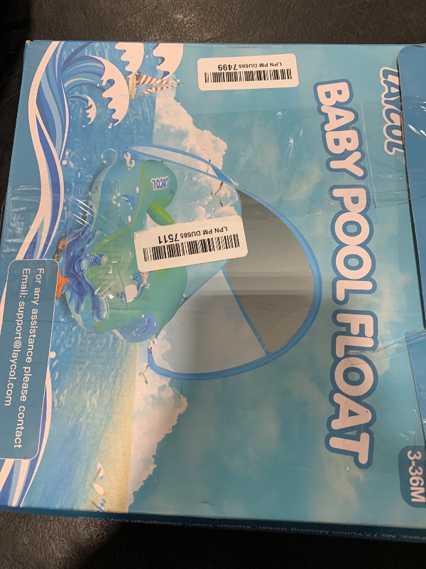 Photo 1 of LAYCOL Baby Swimming Float Inflatable Baby Pool Float Ring with Sun Protection Canopy,add Tail no flip Over for Age of 3-36 Months