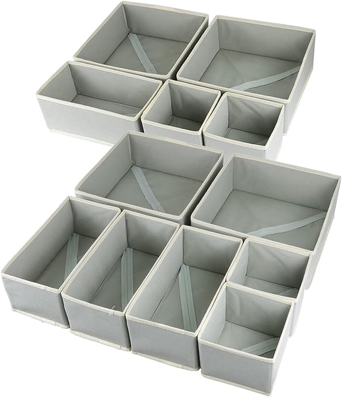 Photo 1 of 12 Pack Drawer Organizer for Clothing, Foldable Cloth Drawer Dividers Storage Bins, Clothes Drawer Organizer for Underwear,Folded Clothes,Baby Clothing,Socks,Bra,Towels,Ties
