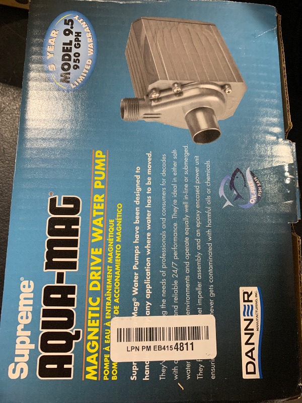 Photo 1 of Danner Manufacturing, Inc. Supreme Aqua-Mag 950 GPH Magnetic Drive Water Pump, 02710