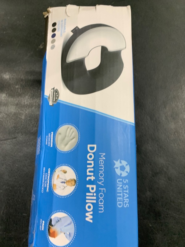 Photo 1 of 5 STARS UNITED Donut Pillow Hemorrhoid Tailbone Cushion – Large Cushion for Pain Relief – Coccyx, Prostate, Sciatica, Pelvic Floor, Pressure Sores, Pregnancy, Postpartum Recovery, Blue
