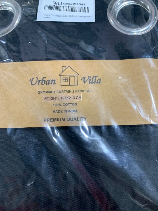 Photo 1 of Cotton Curtains Long Durable Grommet with 2 panels 84 Length X 52 Width Inches Black| Sheer Backdrop Window Curtain|Livingroom|Bedroom|Kitchen Decor Soft Pre-Washed Semi Black-out| Shading Drapes
