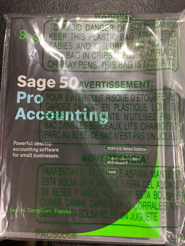 Photo 1 of SAGE 50 PRO ACCOUNTING 2024 U.S. 1-USER 1-YEAR SUBSCRIPTION