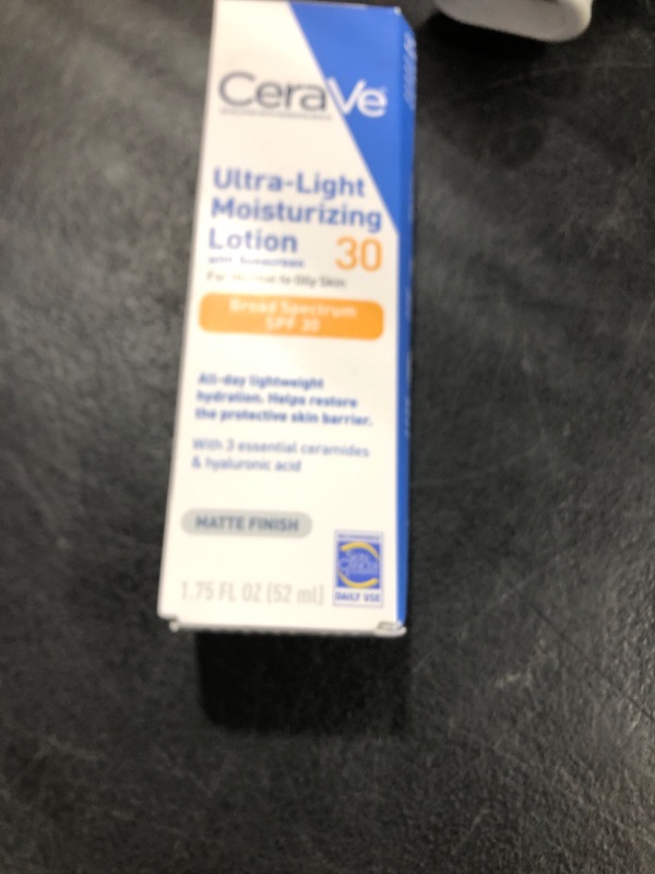Photo 1 of CeraVe Ultra-Light Moisturizing Lotion With SPF 30, Daily Face Moisturizer with SPF, Formulated with Hyaluronic Acid & Ceramides, Broad Spectrum SPF, Oil Free, Matte Finish, 1.7 Ounce