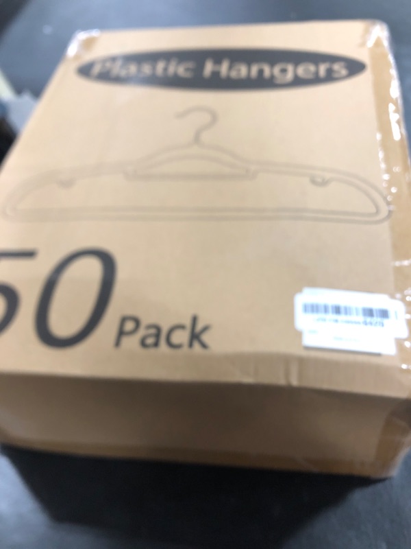 Photo 1 of Edergoo Plastic Hangers, Non Slip Space Saving Hangers, 17.1 inches Heavy Duty Hanging Dry Wet Clothes, Gray - 50 Pack