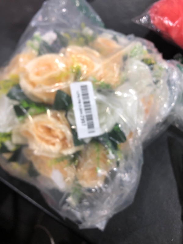 Photo 1 of Inweder Wedding Flower Balls for Centerpieces - 2 Pcs Artificial Flower Ball Arrangement Bouquet, Fake Flowers Rose Balls for Weddings, Birthday Party, Home Decor, Peachy Champagne & White