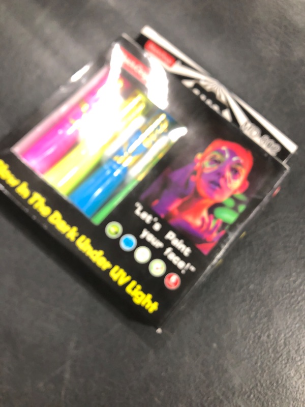Photo 1 of glow in the dark body face paint, 6pcs UV Crayon Kit neon accessories for glow party supplies,neon party decorations for Birthday Party Halloween Masquerade Makeup for Kids Adult
