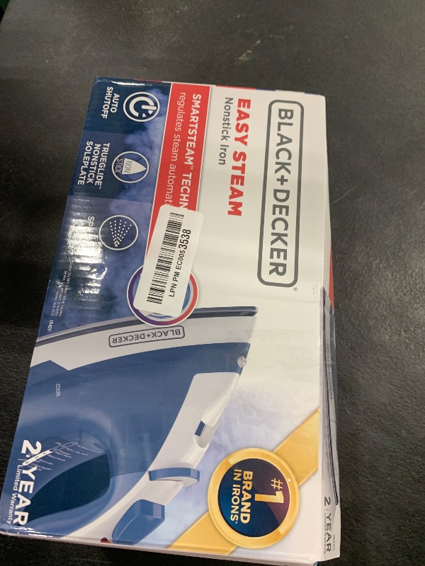 Photo 1 of BLACK+DECKER Easy Steam Compact Iron for Clothes, Automatic Shutoff, Nonstick Plate, Light Weight, 1200 Watts