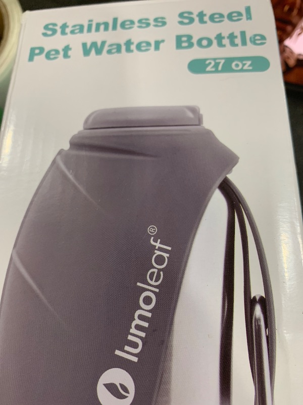Photo 1 of LumoLeaf Portable Dog Water Bottle 27 OZ, Stainless Steel Pet Travel Water Bottle Dispenser for Walking, Hiking and Outdoor, Portable Water Bowl for Large Dogs (Grey)