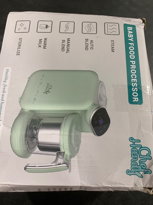 Photo 1 of Baby Food Maker, 5 in 1 Baby Food Processor with Steaming Basket, Auto Cooking & Grinding, Touch Screen Control, Baby Steamer and Blender, Baby Food Puree Maker Warmer Mills Machine (Green)
