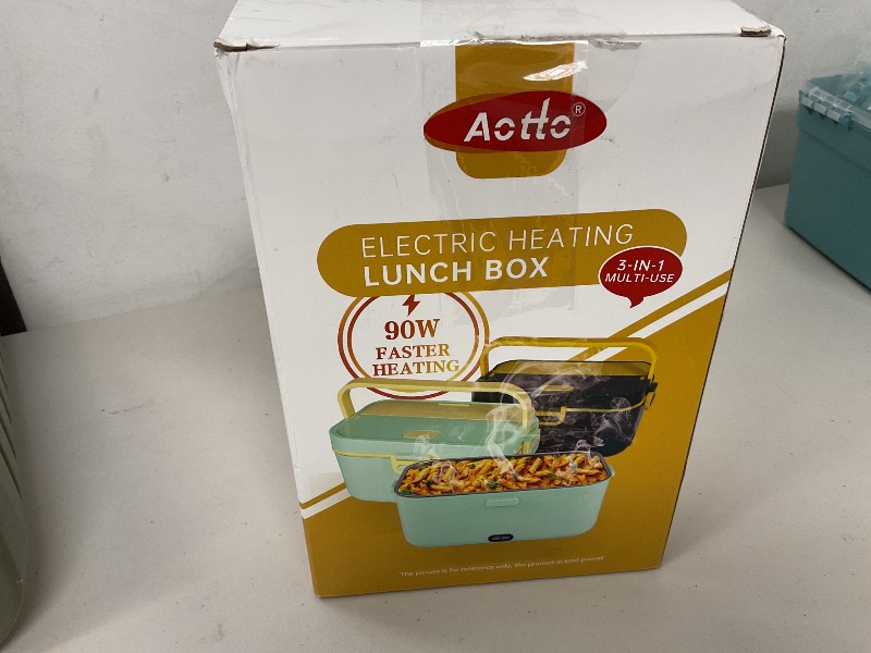 Photo 1 of Aotto Electric Lunch Box 2L, 90W Fast Heating (12V/24V/110V) Heated Portable Food Warmer for Car/Truck/Office – Stainless Steel Container, Insulated Carry Bag – Ideal for Adults, Men, Women, Blue