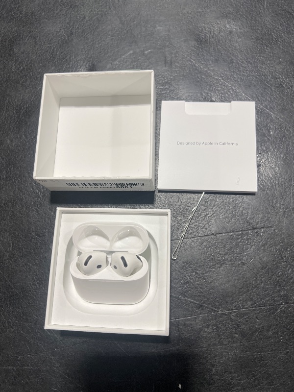 Photo 1 of Apple AirPods 4 Wireless Earbuds, Bluetooth Headphones, Personalized Spatial Audio, Sweat and Water Resistant, USB-C Charging Case, H2 Chip, Up to 30 Hours of Battery Life, Effortless Setup for iPhone