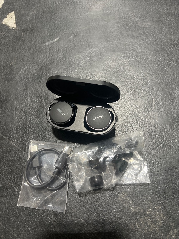 Photo 1 of Denon PerL Pro True Wireless Earbuds - Adaptive Active Noise Cancelling, Personalized Sound with Masimo Adaptive Acoustic Technology, Spatial Audio, Long-Lasting Battery, Wireless Charging, Black