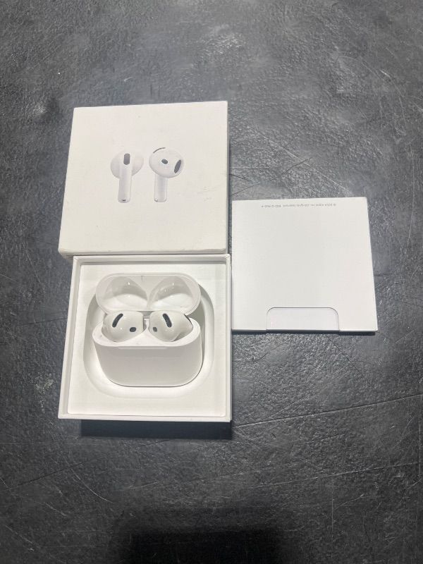 Photo 1 of Apple AirPods 4 Wireless Earbuds, Bluetooth Headphones, Personalized Spatial Audio, Sweat and Water Resistant, USB-C Charging Case, H2 Chip, Up to 30 Hours of Battery Life, Effortless Setup for iPhone
