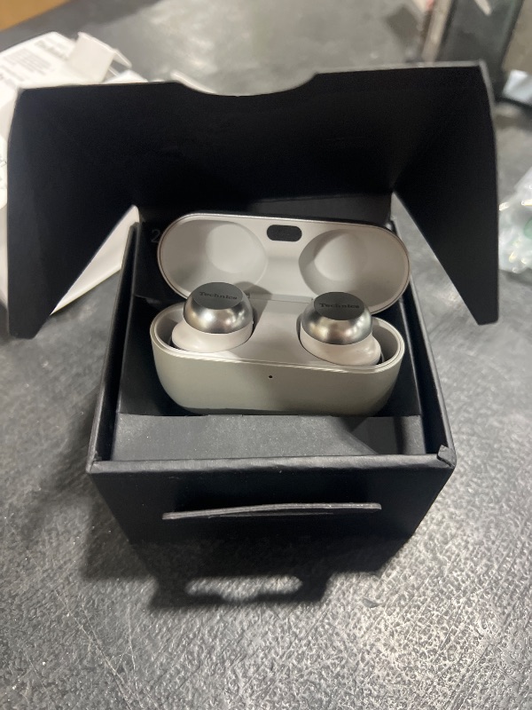 Photo 1 of Technics Reference Class Hi-Fi Wireless Earbuds, Dolby Atmos with Head Tracking, Adaptive Noise Cancelling, 3 Device Multipoint, 10-hr Battery, Wireless Charging, Improved Fit - EAH-AZ100-S (Silver)