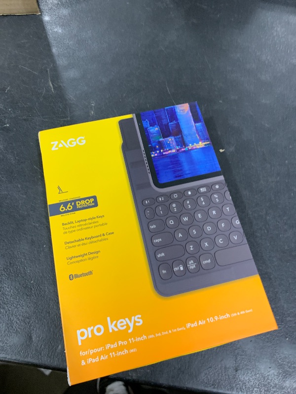 Photo 1 of ZAGG Pro Keys Detachable Case and Wireless Keyboard for Apple iPad Air 11" (M3)/ Pro 11" (Gen 1,2,3,4) and iPad Air (Gen 4,5,& M2), Bluetooth Pairing, Apple Pencil Holder, 6.6ft Drop Protection