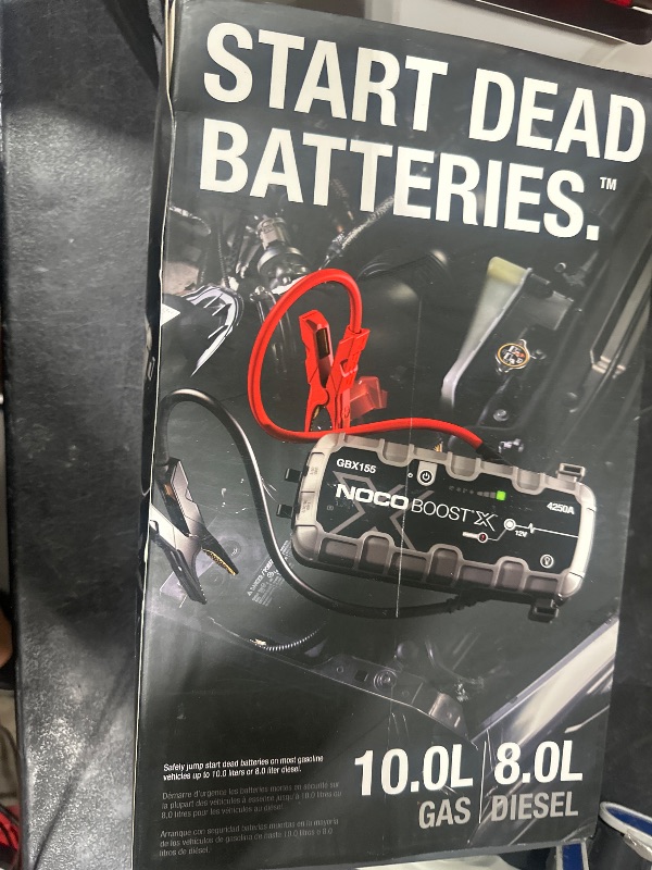 Photo 1 of NOCO Boost X GBX155: 4250A UltraSafe Jump Starter – 12V Lithium Battery Booster Pack, Portable Jump Box, Power Bank & Jumper Cables - for 6.5L Gas and 4.0L Diesel Engines