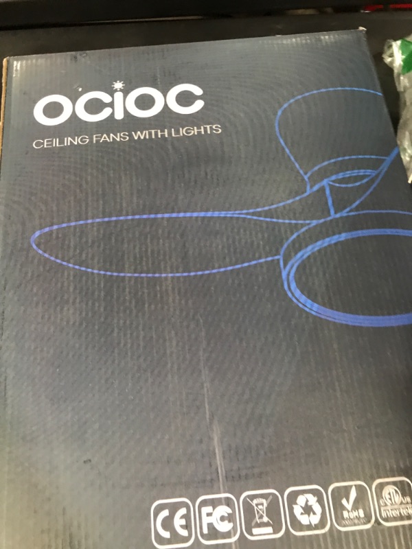 Photo 1 of ocioc Quiet Ceiling Fan with LED Light DC motor 32 inch Large Air Volume Remote Control Walnut for Kitchen Bedroom Dining room Patio