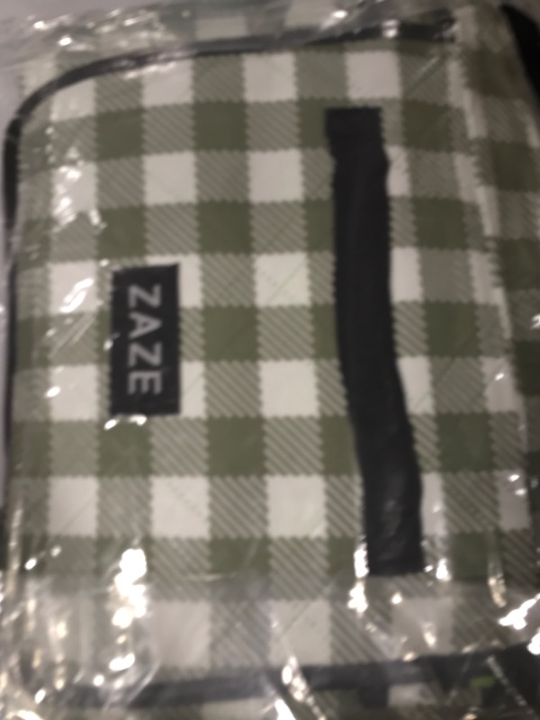 Photo 1 of ZAZE Extra Large Picnic Outdoor Blanket, 80''x80'' Waterproof Foldable Blankets Gingham Picnic Mat for Beach, Camping Grass Lawn Park Accessories Cute Couple Gifts Ideas Wedding Registry(Green White)