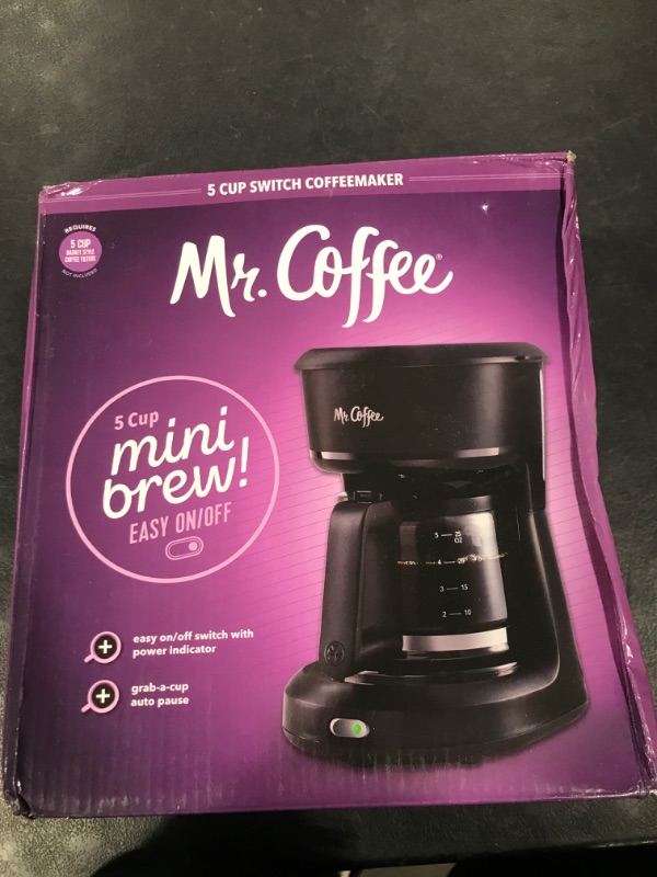 Photo 1 of Mr. Coffee® 5-Cup Mini Brew Switch Coffee Maker, Black