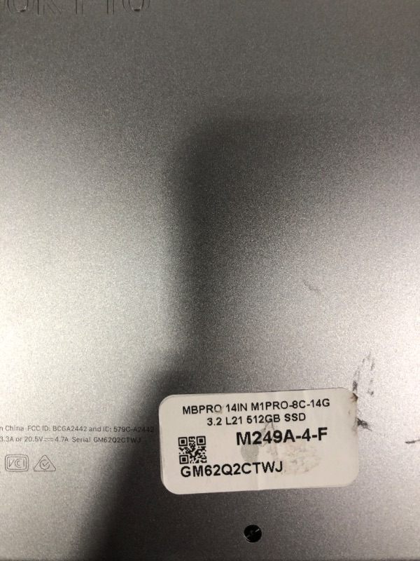 Photo 1 of Apple 2021 MacBook Pro M1 Pro chip (14-inch, 16GB RAM, 512GB SSD) - Space Gray (Renewed Premium)