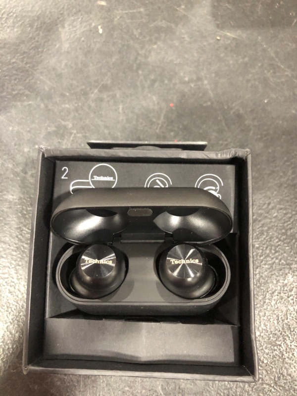 Photo 1 of Technics Reference Class Hi-Fi Wireless Earbuds, Dolby Atmos with Head Tracking, Adaptive Noise Cancelling, 3 Device Multipoint, 10-hr Battery, Wireless Charging, Improved Fit - EAH-AZ100-K (Black)