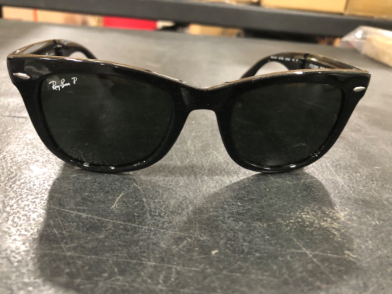 Photo 1 of Ray-Ban RB4105 Folding Wayfarer Square Sunglasses, Black/Polarized G-15 Green, 50 mm