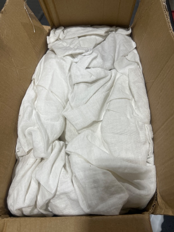 Photo 1 of DAPU Pure Linen Sheets Set, 100% French Linen from Normandy, Breathable and Durable for Hot Sleepers, 4 Pcs Set - 1 Flat Sheet, 1 Fitted Sheet, 2 Pillowcases (White, King)