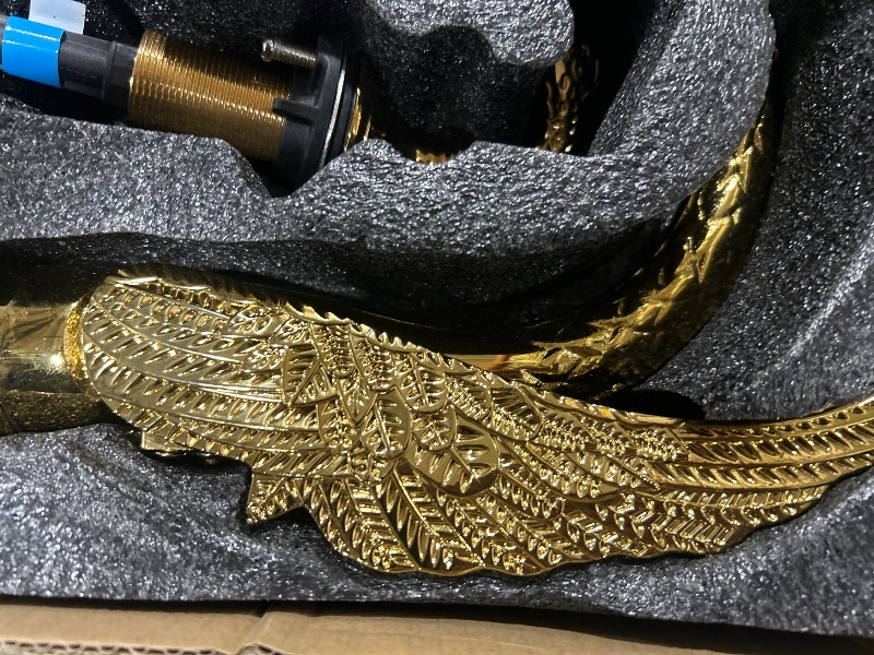 Photo 1 of Vidugg Gold Swan Bathroom Sink Faucet 3 Holes Widepspread Bathroom Faucet Double Swan Handles Basin Faucet Sink Mixer Tap Bathroom Vanity Faucets Contemporary Sink