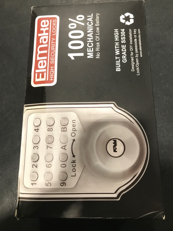 Photo 1 of Keyless Entry Door Lock - Door Locks with Keypads, Deadbolt Lock Keypad Door Knob, Stainless Steel (Pass Code or Key) 100% Mechanical, No Electronic Gray