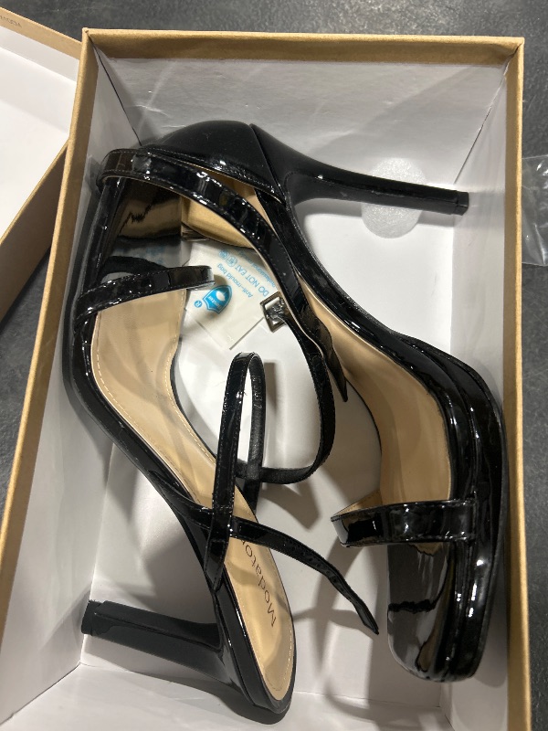 Photo 1 of Elisabet Tang Womens Square Toe Heeled Sandals,4.3 inch Square Toe Thong Strappy Ankle Strap Stiletto Heel Sandals Wedding Dress Party Shoes  Size 8