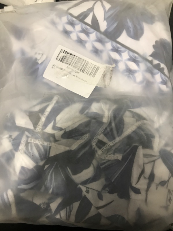 Photo 1 of FLAXMAKER Blue and White Adjustable Shoulder Strip Plant Prints One Piece Swimsuit and Skirt/Sarong (US, Alpha, Small, Regular, Regular, Blue #1 Swim and Skirt)