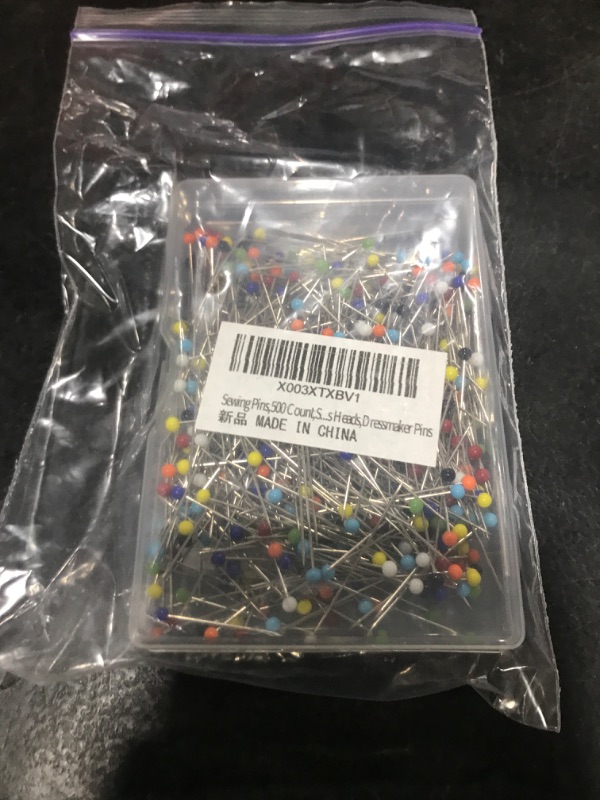 Photo 1 of Dressmaker's Sewing Pins - 500 Count, Straight Pins with Colored Glass Heads (1-1/2 Inch), Ideal for Quilting & Fabric