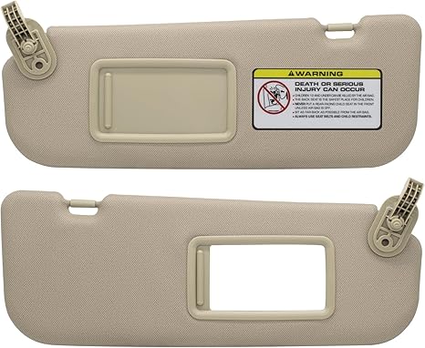 Photo 1 of Driver Left & Passenger Right Side Sun Visor Compatible with Hyundai Elantra 2011-2015 Hyundai Veloster 2006-2016 Replacement OEM Number 852103X000TX Colour Beige
