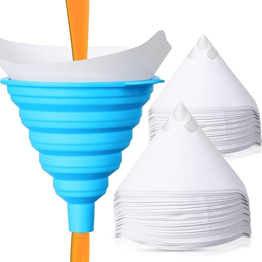 Photo 1 of Boao 50 Packs Paint Strainers Cone Paint Filter with 190 ?m Filter Tips and 1 Pack Silicone Funnel, Cone Shaped Nylon Mesh Funnel for Automotive, Spray Guns, House, Etc.
