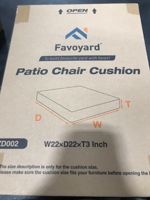 Photo 1 of Favoyard Patio Chair Cushions 22 x 22 x 3 Inch Waterproof Outdoor Seat Cushions for Patio Furniture 3-Year Color Fastness Garden Sofa Couch Chair Pads with Handle & Adjustable Straps Set of 2, Beige