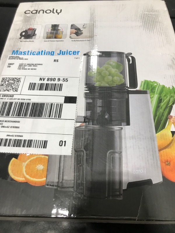 Photo 1 of Cold Press Juicer, 5.8" Wide Feed Chute Juice Extractor Machine with 400W, High Juice Yield, Slow Masticating Juicer for Whole Vegetables & Fruits, Premium Grey