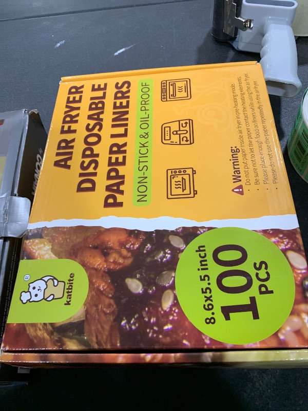 Photo 1 of Katbite Rectangle Air Fryer Liners Disposable for Greasy Foods,8.6x5.5",Non-Stick Food-Grade Paper Inside &Reinforced Aluminum Outside,Airfryer Accessories for Dual Basket,Foodi DZ201,DZ401,DZ090