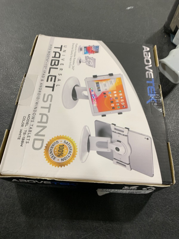 Photo 1 of AboveTEK Retail Kiosk iPad Stand, 360° Rotating Commercial POS Tablet Stand, Fits 6"-13" (Screens) iPad mini Pro-Business Swivel Tablet Holder, for Store Office Reception Kitchen Desktop (White)