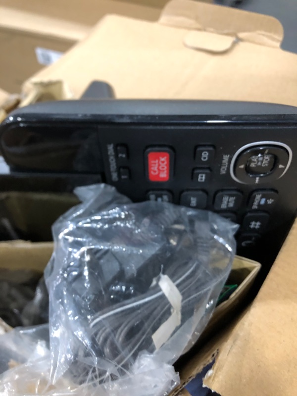 Photo 1 of Panasonic Corded/Cordless Phone with Advanced Call Block, 2-Way Recording and Digital Answering Machine, 2 Handsets Expandable up to 6 Cordless Handsets - KX-TGF852B (Black)
