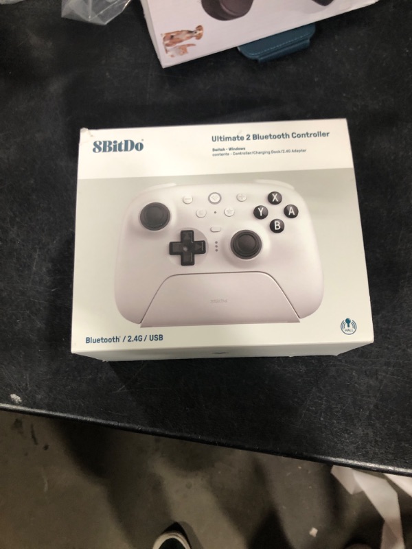Photo 1 of 8Bitdo Ultimate 2 Bluetooth Controller for Switch & Windows PC, Switch Pro Controller with TMR Joysticks, Switchable Hall Effect/Tactile Triggers, Vibration and Motion Control, RGB Fire Ring, White