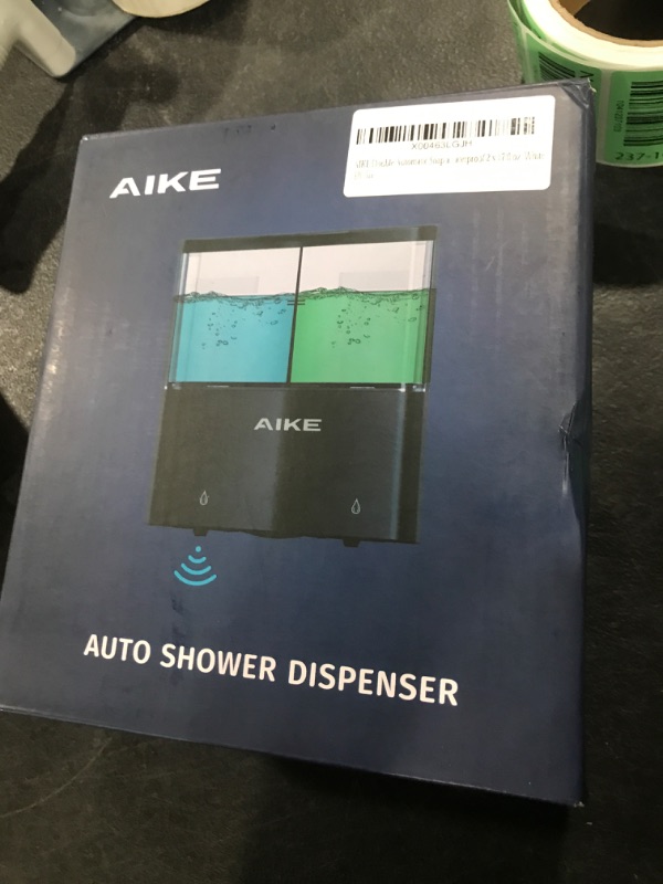 Photo 1 of AIKE Double Automatic Soap and Shower Dispenser Wall Mount 2 Chambers Dispenser IPX7 Waterproof 2 x 17 fl oz. White