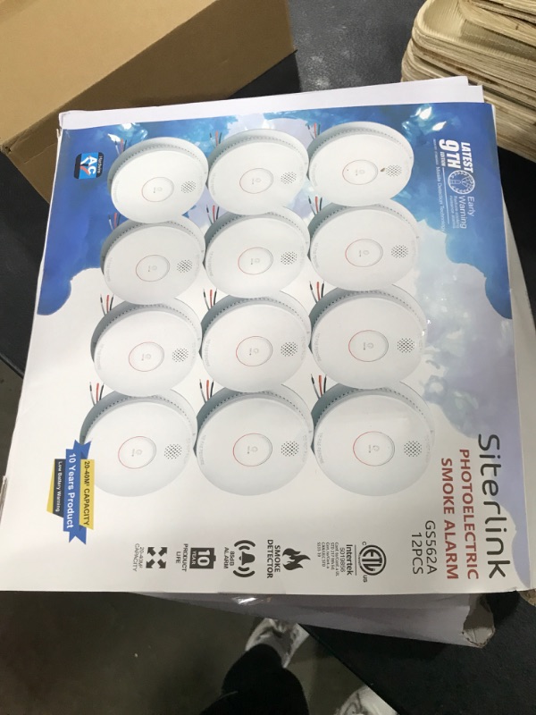 Photo 1 of Hardwired Interconnected Smoke Detectors,Photoelectric Smoke Alarm with 9V Battery Backup,Test/Silence Button, Hard Wired Fire Alarm for Home GS562A 12pack