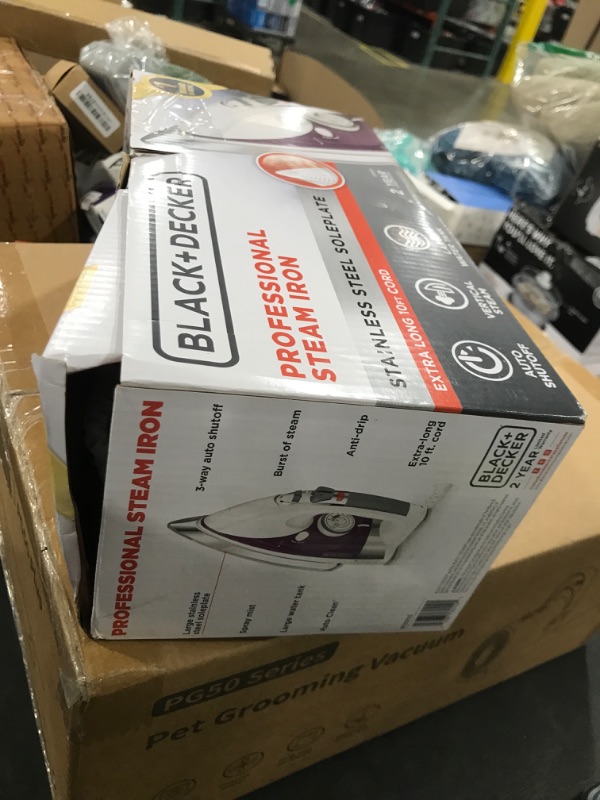 Photo 1 of BLACK+DECKER IR1350S Professional Steam Iron with Stainless Steel Soleplate and Extra-Long Cord, Purple